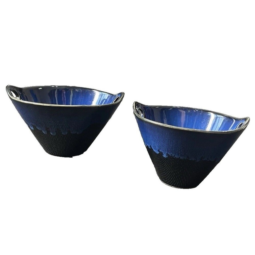 Bel Piatto stoneware bowl Set 2 BowlsDark Blue And Black